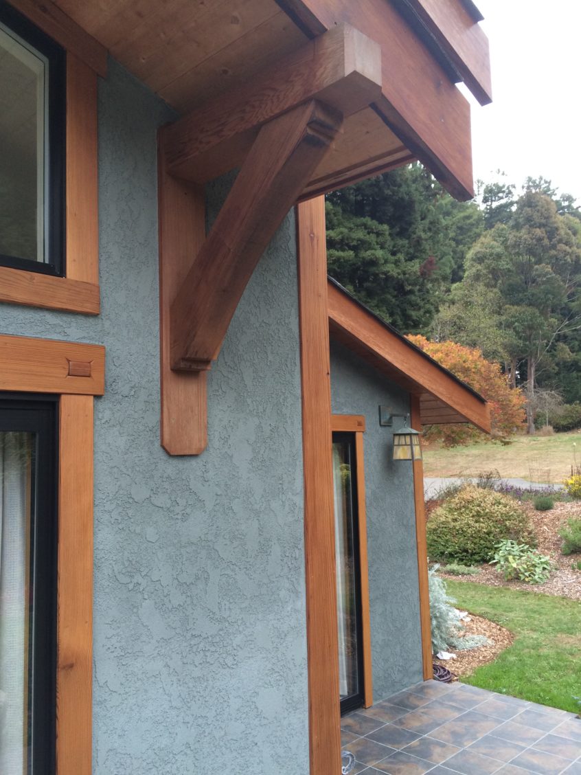 A corbel and decorative wood door/window trim